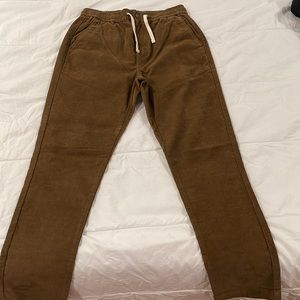 J Crew Mens Small Slim Fit Draw String Corduroy pants- Brown